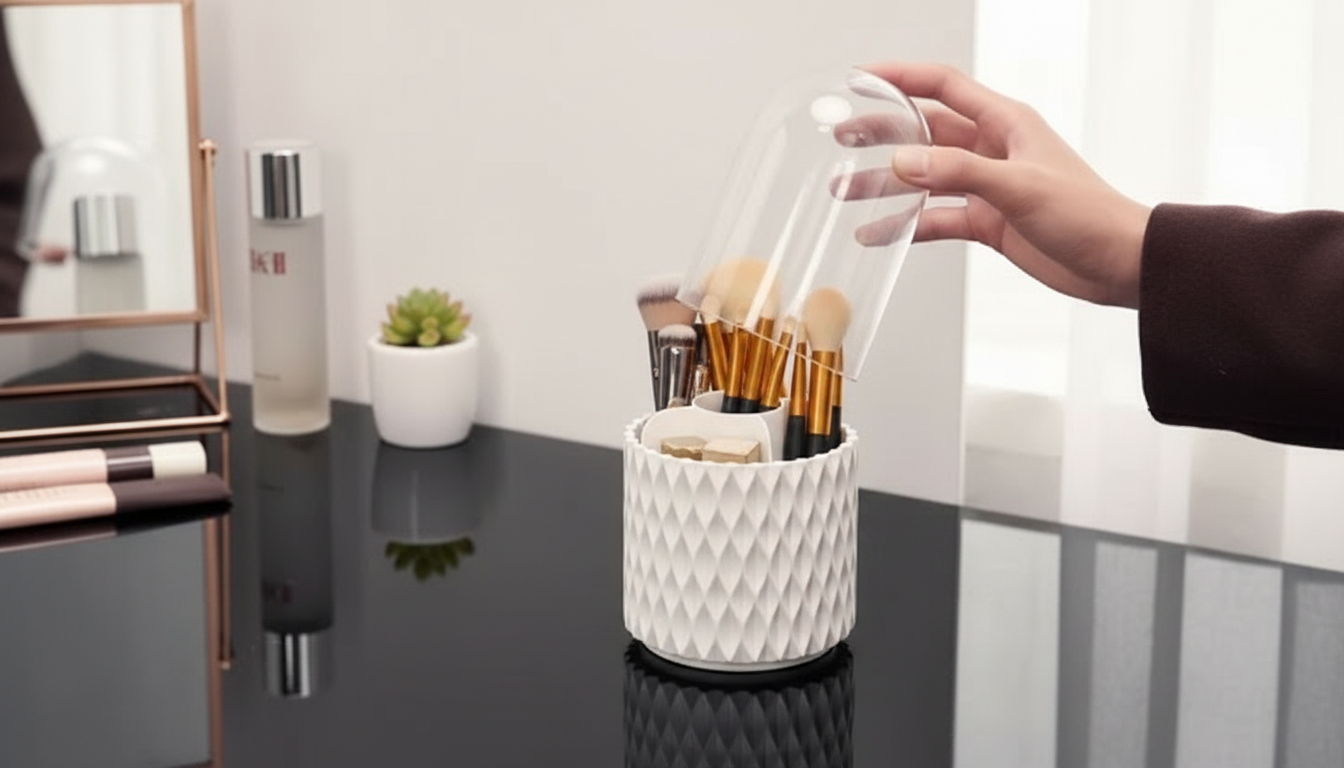 Rotating Makeup Brush Organizer: 360° Vanity Fix