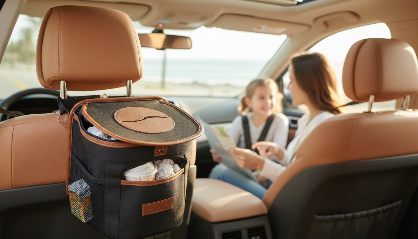 Spill-Proof 2.5 Gal Car Trash Can for Clean, Easy Drives